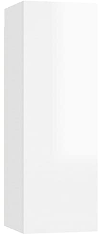 vidaXL TV Schrank Hängeschrank Wohnwand Anbauwand Fernsehwand TV-Wand Wandschrank Wohnzimmer Hochglanz-Weiß 30,5x30x90cm Holzwerkstoff