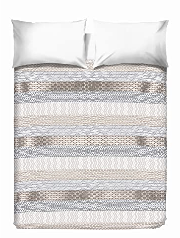 PENSIERI DELICATI Tagesdecke 260 x 280 cm, Einzeltuch 100% Baumwolle Pique, Ideal Zum Thema Wohnen, Decke Salva Bett Einzelne, Fantasie Azteke Beige, 100% Made in Italy