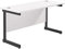 Office Hippo Heavy Duty Rectangular Cantilever Desk, Home Office Table + Integrated Cable Ports, PC Desk for Home, 5 Yr Wty - Black Frame/White Top, 140cm x 60cm