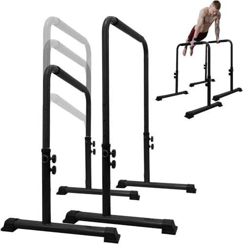 Fitarc Dip-Bar, verstellbare Dip-Ständerstation mit Sicherheitsanschluss für das gesamte Körper-Krafttraining, höhenverstellbar von 76,2 cm - 99,1 cm, Klimmzüge und Liegestützen (schwarz)