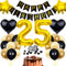 Cnrose 25. Geburtstag Dekoration - Schwarz Gold Party Deko für Mann und Frau - Tortendeko für 25 Jahre
