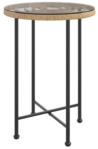 vidaXL Esstisch Gartentisch Terrassentisch Garten Terrasse Bistrotisch Gartenmöbel Balkontisch Glastisch Tisch Stahlrahmen Ø55cm Hartglas Stahl