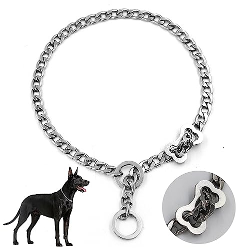 Collier pour Chien sans Traction,Réglable et Durable,en Acier Inoxydable,avec Chaîne en Métal,pour Dresser et Promener Les Petits et Les Grands Chiens (A, M)