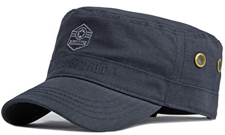 Berretto Militare Uomo, Cappello Army Uomo Vintage in Cotone Piatto Cappello con Visiera Baseball Army cap (Blu-2)