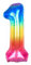 Ponmoo 40 Zoll Foil Luftballon Zahl 1 Neon Regenbogen (101cm), Helium oder Luft, Riesige Folienballons Nummer 0-100, Große Ballons für Hochzeitstag und Geburtstagsparty Ballon Dekoration