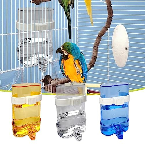 3 Pièces Mangeoire À Oiseaux Automatique avec Clip, Abreuvoir et Bol d'eau Hygiénique pour Perroquets, Pinsons, Calopsittes, Perruches