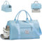 FIORETTO Damen-Sporttasche, Reisetasche mit Schuhfach und Nasstasche, Weekender, Übernachtungstasche, Krankenhaustasche, Handgepäcktasche Blau
