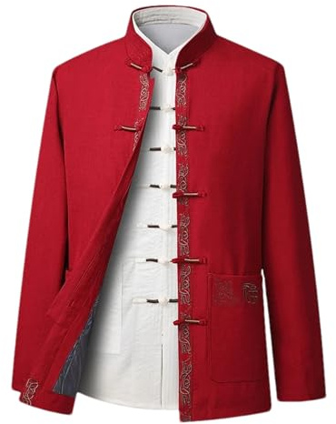 BoShiNuo Costume traditionnel chinois Hanfu Kimono Veste cardigan pour homme Col Cheongsam Veste décontractée Rétro Bouton Top