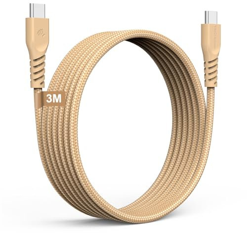 TECHGEAR Cavo caricabatterie lungo da USB C a USB C Cavo intrecciato C a C FORTE da 60 W Cavo dati di ricarica rapida di tipo C compatibile con iPhone 15, iPad Pro 2022, iPad Air 4/5, Samsung S24/S23/