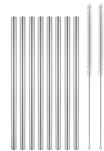 Short Metal Straw 8 Pack, Mellbree 14cm Stainless Steel Mini Straw Perfect for Cocktails, Gin, Small Glasses