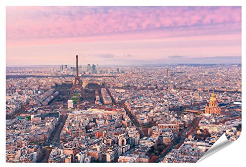 islandburner Prime XXL Bild Poster Luftaufnahme Nachtansicht Paris Frankreich Panoramische Skyline Premium Bilder Fotodruck