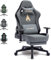 Symino Gaming Stuhl - Ergonomischer Bürostuhl im Racing Style, 200kg Belastbarkeit, verstellbare Armlehnen, Vintage PU Leder, Gaming Chair mit Fußstütze (Grau)