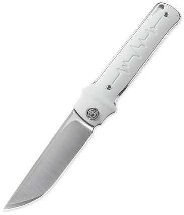 Petrified fish PFB04 Klappmesser, 3.82 D2 Satin Klinge G10 Griff, Mit Kugellager EDC Taschenmesser (White Satin)