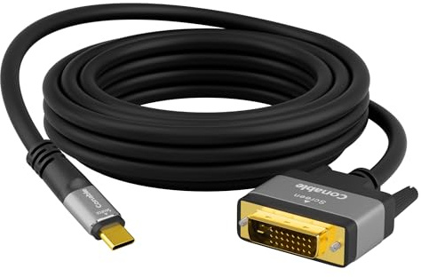 4K USB C to DVI Cable 25FT, USB Type-C to DVI-D Adapter Cord, (Thunderbolt 3/4) Compatible with iPhone 15 Series, MacBook Pro/Air, iPad Pro, iMac, Galaxy S24, XPS, Surface Book 3 and More, Black Cable