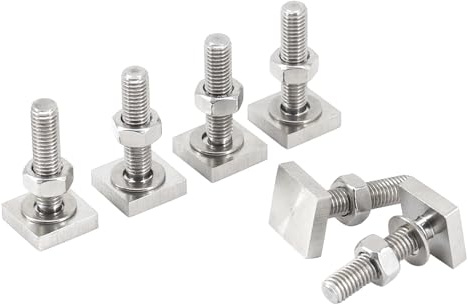 6pcs T-Slot Bolts for Roof Rack Cross Bars, Platforms with M6 Stainless Steel T-Track Bolt Adapter for Securing Bike/Ski/Kayak Racks, Solar Panels/Awnings