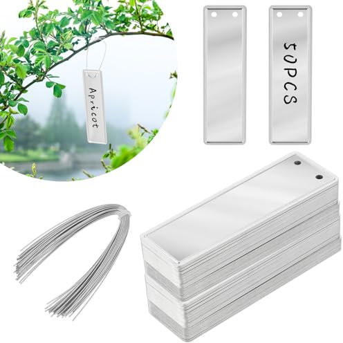 50 Pcs Aluminum Plant Label, Metal Plant Labels Double Sided Write Labels Hanging Plant Tags Waterproof Tags Metal Tags for Plant Markers Tree Tags Outdoor Garden Plant Mark