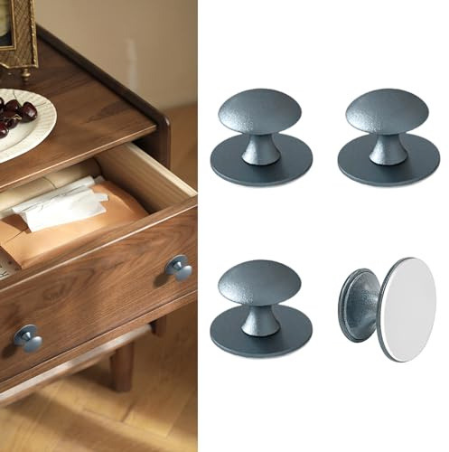 CcHhyyt 4 Stück Selbstklebende Knöpfe für Schrank Blau Selbstklebende Schrankknöpfe aus Edelstahl Knauf zum kleben für Schubladen Duschtür Spiegelschrank Glastür Türknauf ohne Bohren Möbelgriffe