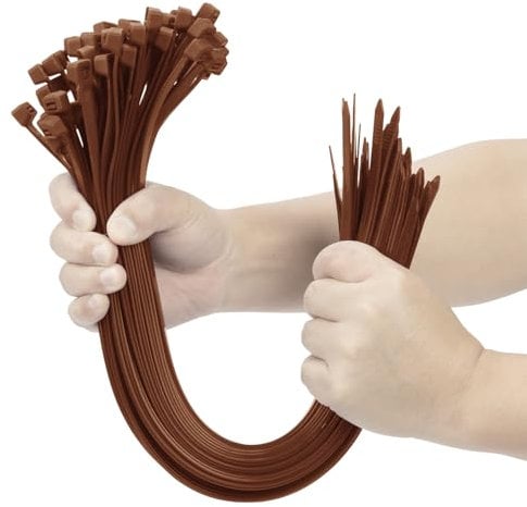 XINGO Kabelbinder, robust, 40,6 cm, Braun, 100 Stück, 90,7 kg, ultrastarke Kunststoffdrahtbinder, große Kabelbinder, extra lange Kabelbinder, für Innen- und Außenbereich, UV-beständig