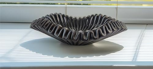 Black Marble Bowl | Marble Scalloped Bowl | Decorative Bowls for Home Decor | Marble Fruit Bowl | Decorative Bowl | Decorative Fluted Bowl | Scalloped Bowl | Stone Bowl (6 inches)