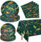 61 Pcs Dinosaur Birthday Decorations - Including Plates, Napkins, Dino Tablecloth Party Decorations for Boys Kids Dinosaur Birthday Supplies, Serve 20 Guests