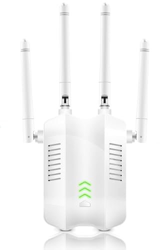Répéteur WiFi, Nouveau Extender WiFi en 2024, Amplificateur de Signal Wi-FI 1200Mbps, Puissant bi-Bande 5GHz/2.4GHz, Mode répéteur/Routeur/AP, avec 4 antennes, Compatible avec Tous Les routeurs