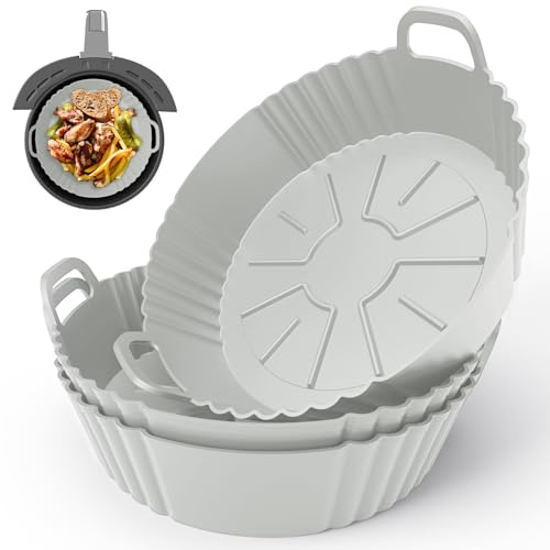 PINTAUR 3Pack Silicone Air Fryer Liner 3.8-5L, Ninja AF100UK & T17021 Silicone Liners, Reusable Air Fryer Accessories Food Grade Liners, Compatible with Ninja, Tower, COSORI, Tefal, Aigostar