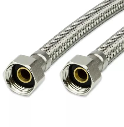 Panzerschlauch Edelstahl Flexschlauch, Wasserhahn, Geflochtener, Flexschläuche Sanitärschlauch, fur Anschlussschlauch Armatur, Waschbecken, 1/2 3/8 (3/8x3/8 IG-IG, 80 cm)