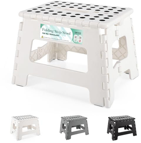 Heimwohl 22cm Tabouret Pliable pour Enfant - Blanc Marche Pied Enfant Pliable Tabouret en Plastique Chaise Pliante Tabouret Pliable Tabouret étape Tabouret Pied Tabouret pour Enfants