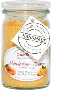 Candle Factory Baby Jumbo Duftkerze aus pflanzlichem Stearin im hitzebeständigen Glas der Marke Weck, bis zu 24h Brennzeit, Duft: Mandarine-Orange