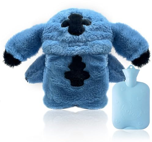 Anime Hot Water Bottle Cuddly Toy, Hot Water Bottle Children, Removable and Washable Hot Water Bottle Animal with Cover, Plush Hot Water Bottle Cartoon Gifts for Boys Girls Family Friend