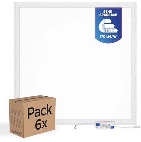 LECOM 6x LED Rasterleuchte 62x62 Neutralweiß 4000K 4250lm 25W Sehr Hell | Hohe Lichtausbeute bei geringem Energieverbrauch. Ideal für Büros, Praxen, Gewerberäume, Kanzleien und Verwaltungsbüros.