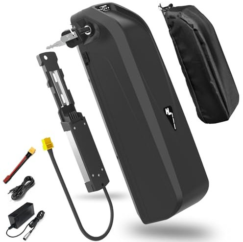 （Almacén alemán） Batería Ebike 48V 20AH, Hailong Batería Bicicleta Electrica Litio para Motor 50-1500W, con Bolsa Impermeable, con Puerto USB, Cargador y Célula Grado A (HL03-48V 20AH)
