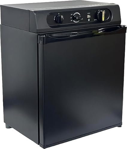 Shield Autocare Cool Mate 3 Way Absorption Campervan & Caravan Fridge Freezer 12v / 240v / Gas Electric (Black + Flue Kit, 40 Litre)