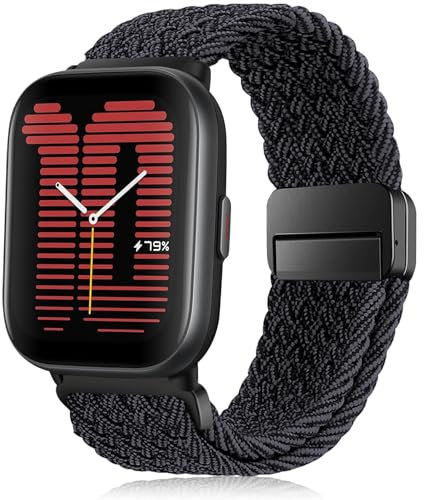 RUIMAYA Cinturino per Amazfit Active/2/GTS 4/GTS 4 Mini/GTS 3/GTS 2 Mini/Bip/GTR 42mm/Pop, Con Chiusura Magnetica,20mm Bracciale Cinturini Ricambio Regolabile, Grafite