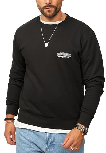 JACK & JONES Herren Sweatshirt mit Rundhals Crewneck Pullover Sweater für Männer im Regular-Fit
