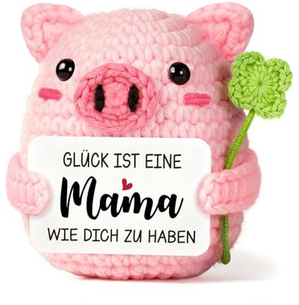 Gleevara Mama Geschenk, Geburtstagsgeschenk für Mama, Pocket Hug Glücksschweinchen, Geschenke für Mutter zum Geburtstag, Muttertag, Weihnachten, Beste Mütter der Welt