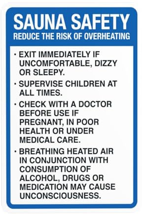 Sauna Safety,Pool Warning,Spa Rules Security Metal Signs for Outdoor Indoor Road Yard Garage Home Busines Street Wall Caution Decor 8 x 12 Inch