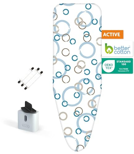 LaundrySpecialist Copriasse da Stiro Active 5 Strati, Riflesso del Vapore | Fino al 50% di stiratura più rapida, imbottitura morbida, per ferri e stazioni a vapore, universale M 38–45 x 119–125 cm