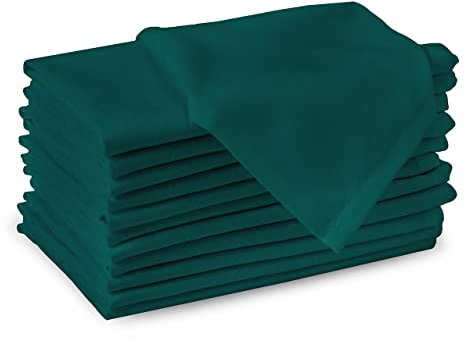Encasa Baumwollstoffservietten | 12er-Set | Größe 43x43 cm | Smaragd Volltonfarbe | Waschmaschinenfest