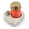 Novaliv Décoration funéraire, en forme de cœur rose, grise, avec lanterne funéraire LED rouge, bougie de cimetière/de deuil, cœur funéraire