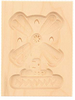 2x HOFMEISTER® Spekulatius-Form, 100% Made in Germany, plastikfrei backen, Motiv Mühle, Springerle-Formen für Kekse mit Motiv, Plätzchen-Ausstecher, Holz-Model-Backform, 8cm, aus Holz