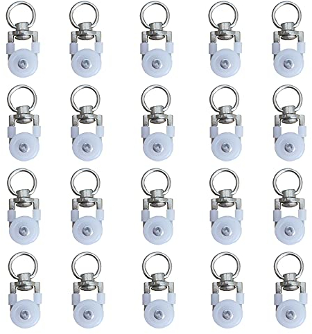 20 Rollen für Gardinenschienen, Schienenrollen, Rollen für Gardinenstangen, Laufrollen, geräuscharm, Vorhangschiene, Doppelschiene, für Vorhangschienen von Windows