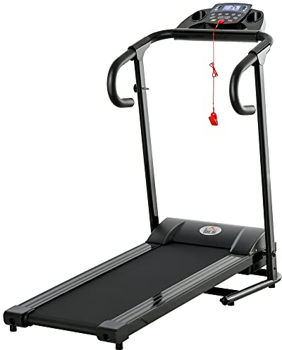 homcom Elektrisches Laufband, faltbar, mit LCD-Display, Geschwindigkeit 0,8-10km/h und 3 Programme, Leistung 500 W, 123 x 62 x 117 cm, Schwarz