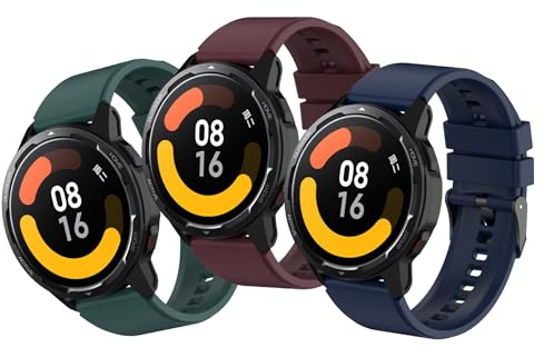 MIJOBS 3 Correas Deportivas de Silicona para Xiaomi Watch S1/S2 Pro & Mi Watch 2 Pro - 22MM