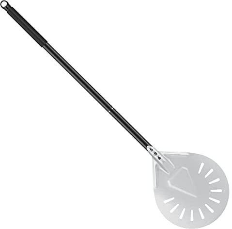 BEZORR 8Inch Pizza Turning Peel, Pizza Peel Paddle Aluminum Metal Pizza Peel with 51CM Non-Slip Heat Resistant Long Handle for Baking Homemade Pizza Bread