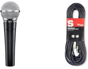 Shure SM58 Dynamisches Gesangsmikrofon mit Nierencharakteristik, pneumatischer Stoßdämpfer & Stagg SMC10 Mikrofon-Kabel 10m, XLR-Buchse-auf-XLR-Stecker
