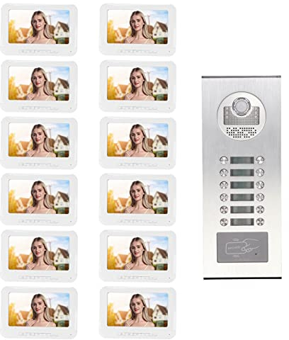 Videocitofono per appartamento, di videocitofono 100‑240V Lettore di schede ID a 12 schermi Alta definizione per la sicurezza(#1)