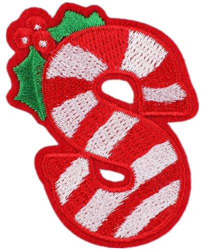 Iron On Christmas Letter Patches, A-Z Christmas Embroidery Alphabet Patches Alphabet Patches Sew Embroidered Patches, Alphabet Patches for Bags Clothes Jackets Hats Backpacks Jeans (S)
