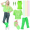 Amycute 90er 80er Jahre Outfit Damen, Aerobic Outfit 80er Damen, Netzshirt, 80er Jahre Accessoire, 80er Jahre Kleidung Damen, Karneval Kostüm Damen Hippie für 80er 90er Jahre Themenparty.