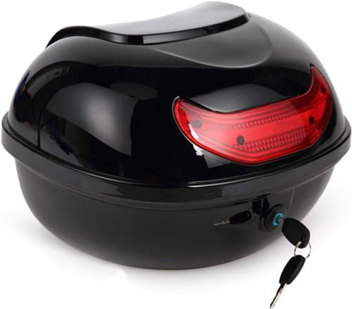 HESHS Topcase Motorradkoffer Top Case Box 42 Liter, Top Case Universal, Helmkoffer Für Roller, Motorrad, Mofa Quad,Schwarz